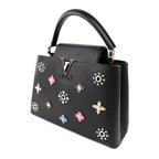 Louis Vuitton Capucines PM M54311 Black Taurillon Leather Monogram Flower Studs 2-Way Handbag RFID