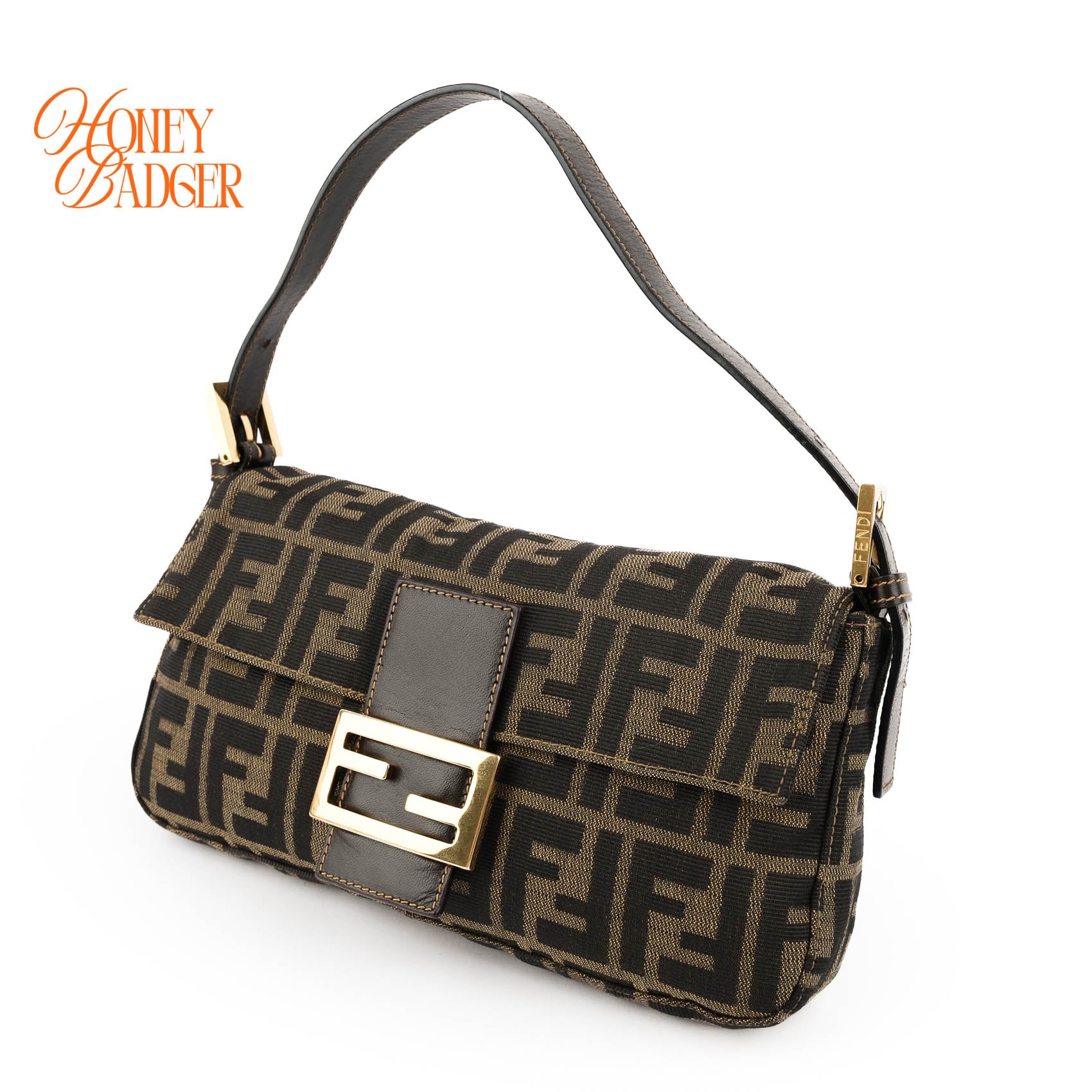 Fendi Vintage Zucca Canvas Baguette Bag - Gold Hardware