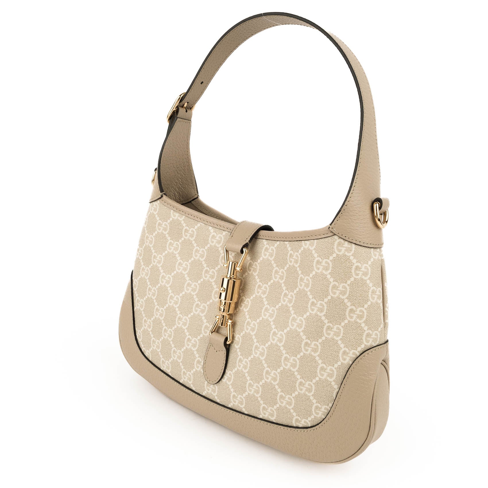 Gucci Jackie 1961 Small Shoulder Bag in Beige & White GG Supreme Canvas