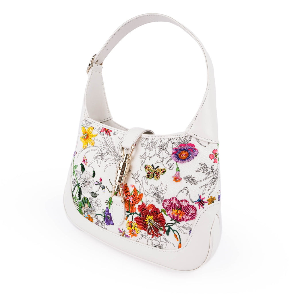 【Ultra-Rare】Gucci Jackie 1961 Embroidered Medium Bag – White Flora 833047 FAETU 9143