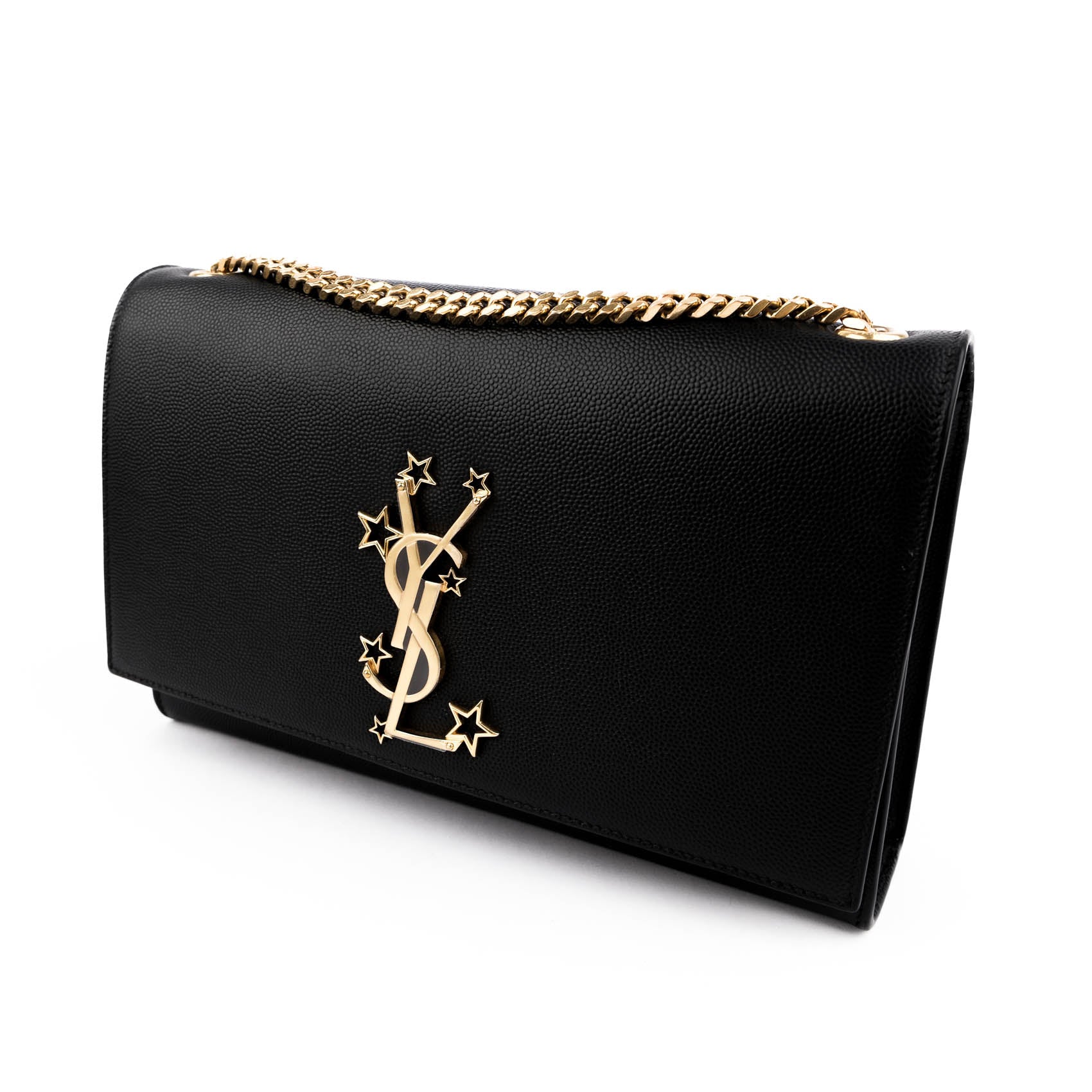 Saint Laurent Kate Medium - Star Monogram Black Grain de Poudre