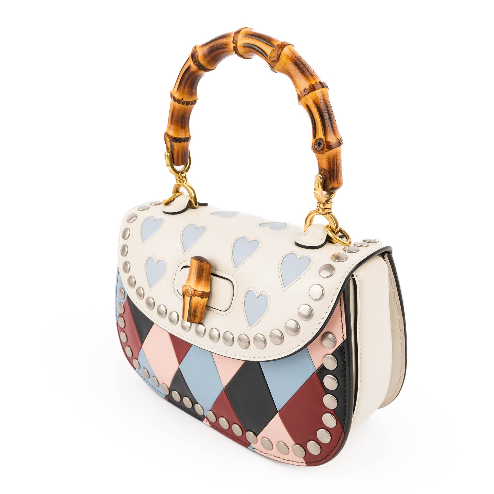 Gucci Multicolor Leather Lovelight Bamboo Top Handle 1947 Small Bag
