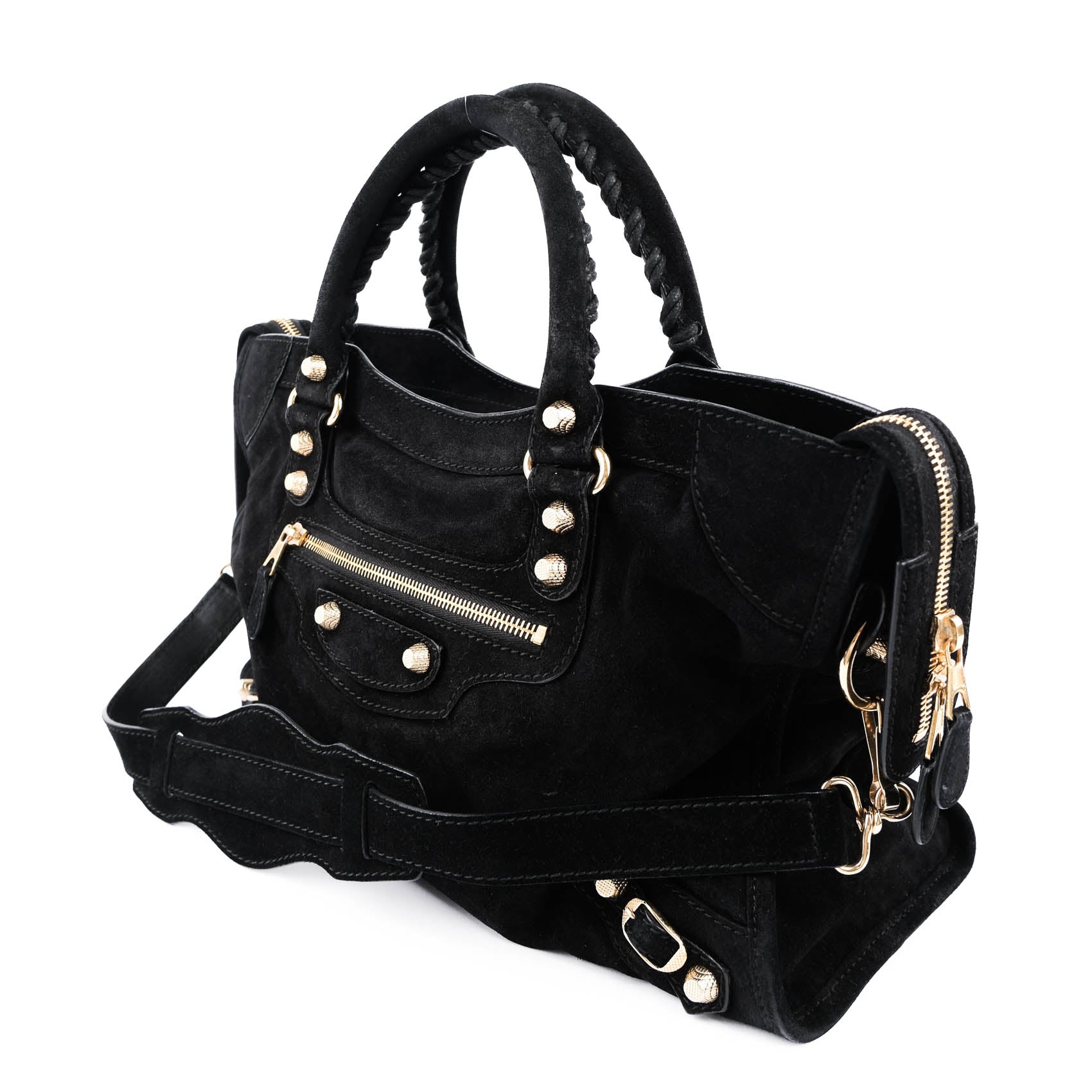 Balenciaga Giant 12 Gold City Black Suede 2-Way 281770 D94JG 1000