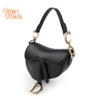 Dior Small Saddle Bag Black Smooth Calfskin Shoulder Bag Antique Gold Hardware