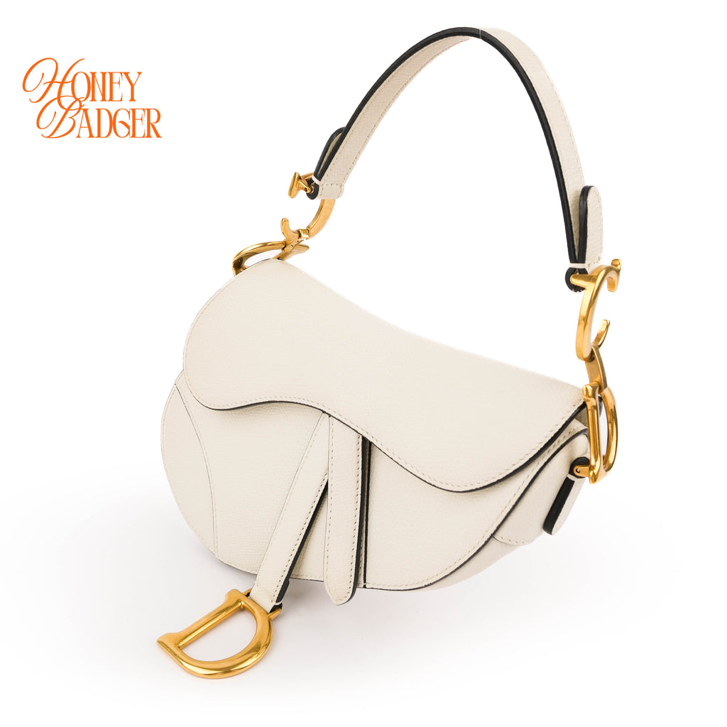Dior Handbag 2WAY Shoulder Bag White Saddle Small Calfskin