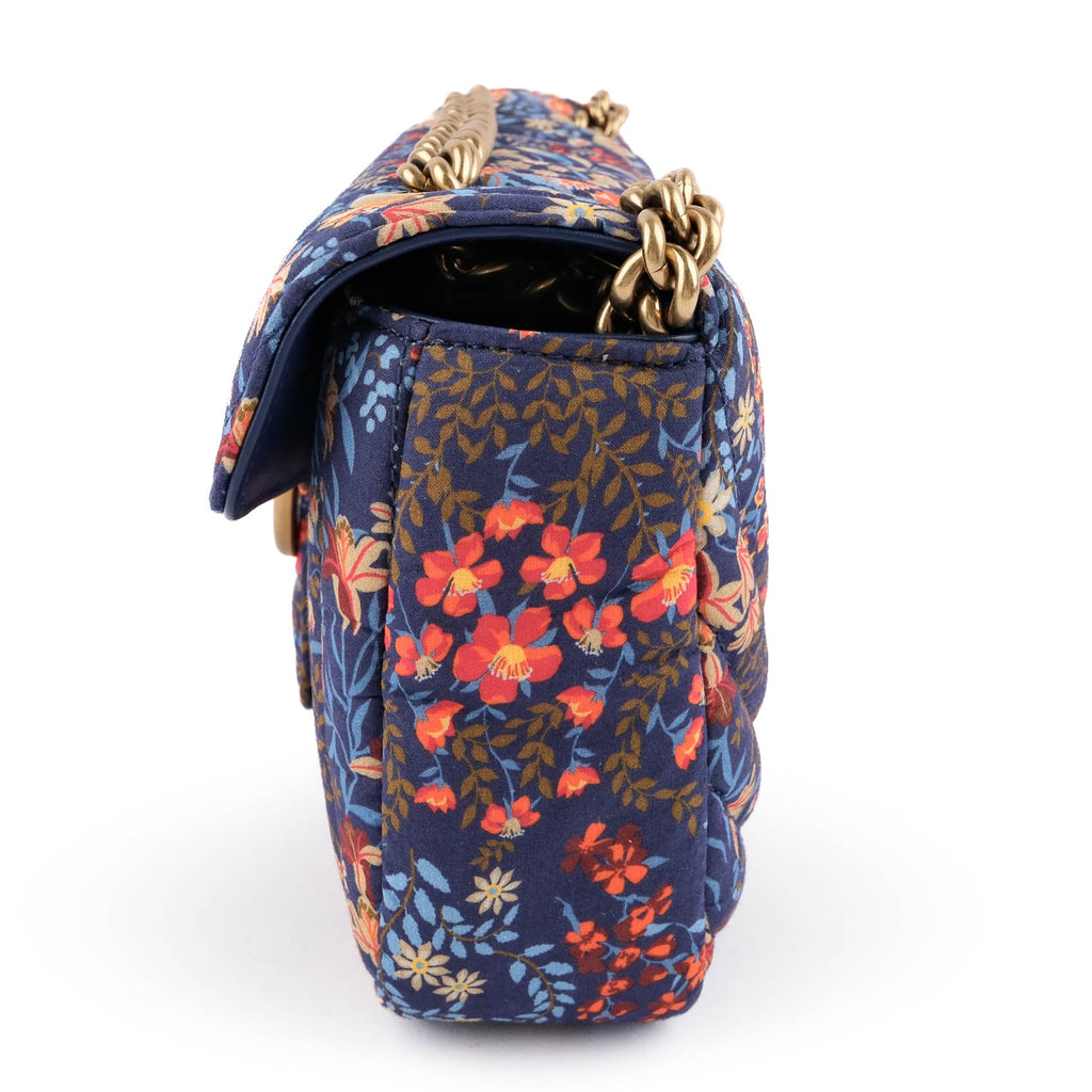Gucci Small GG Marmont Floral Print Canvas Shoulder Bag