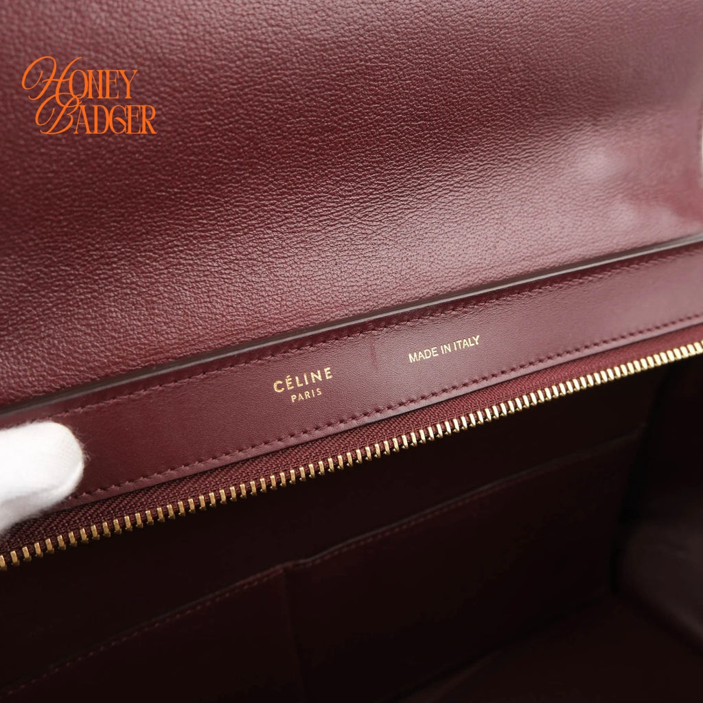 Céline Trapeze Medium Tricolor Leather Beige Burgundy Pink 2WAY Bag