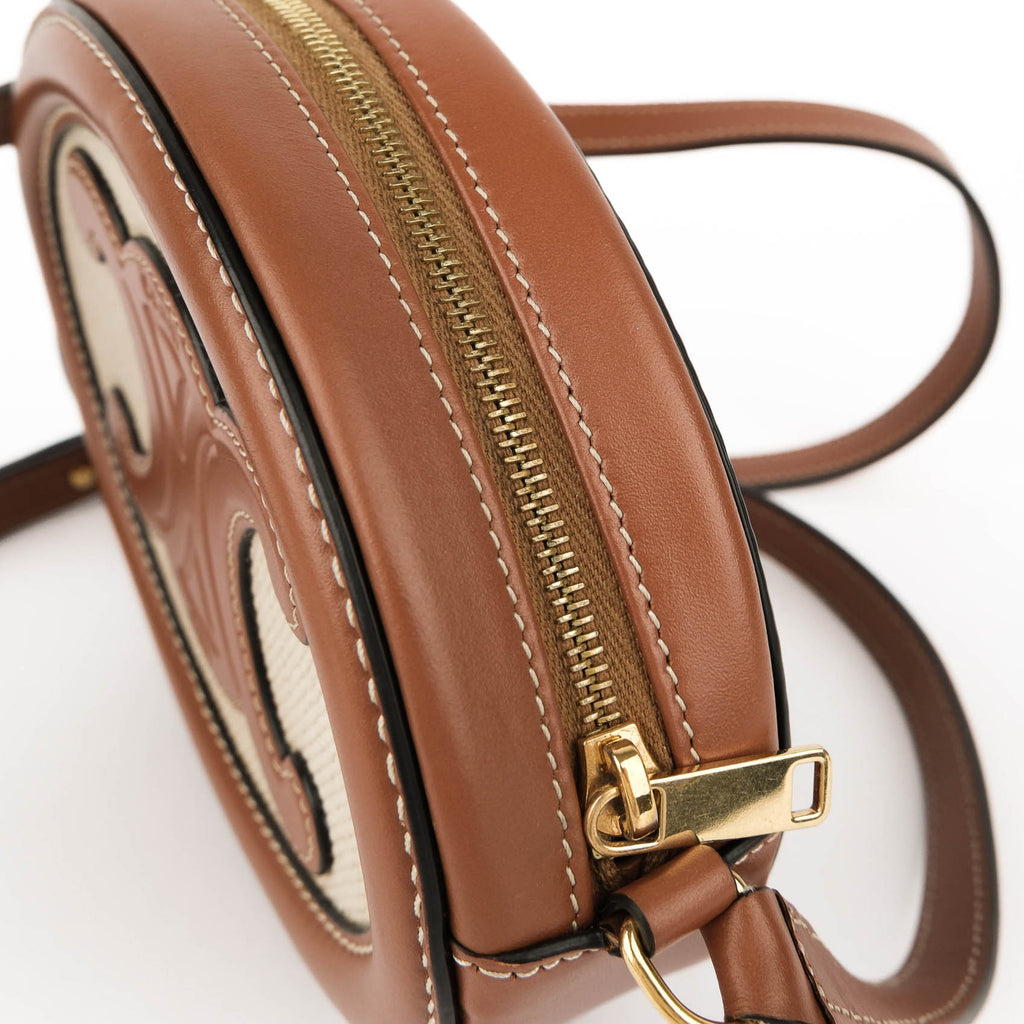 Celine Crossbody Oval Purse Cuir Triomphe in Textile and Calfskin
