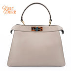 Fendi Peekaboo ISeeU Medium Calfskin Dove Grey Gold Hardware Rank A