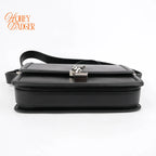 Saint Laurent Solferino Medium Brushed Leather Black Silver Hardware Rank A