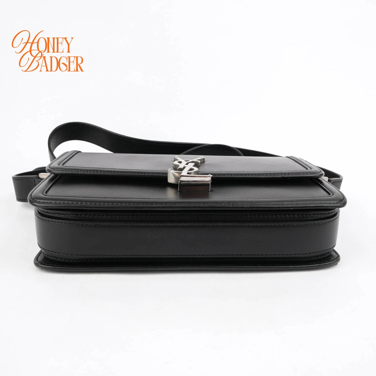 Saint Laurent Solferino Medium Brushed Leather Black Silver Hardware Rank A