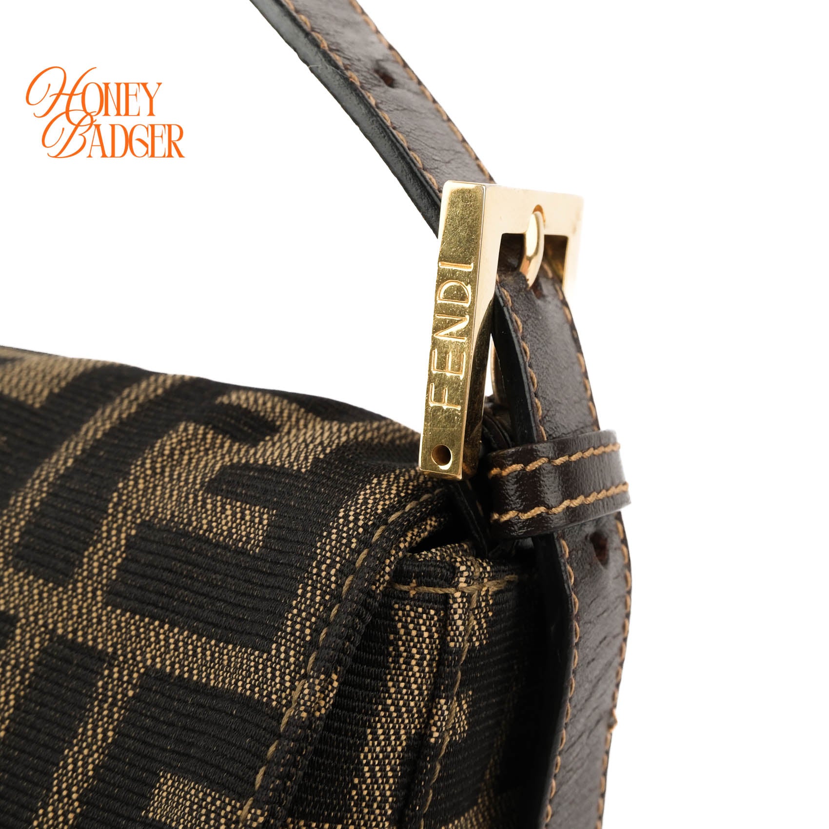 Fendi Vintage Zucca Canvas Baguette Bag - Gold Hardware
