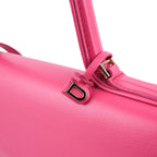 Delvaux Tempête GM Pink Leather 2‑Way Handbag with Mirror – Luxury Designer Tote