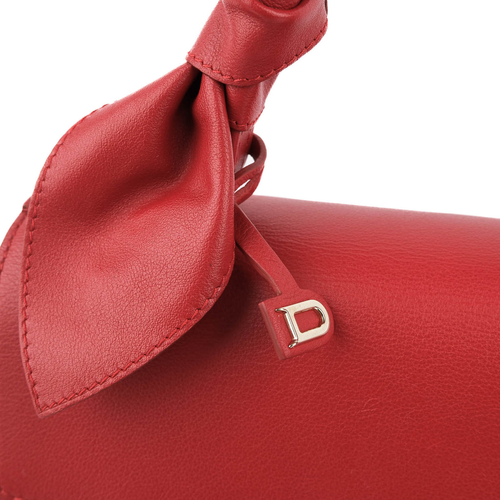 Delvaux Tempête MM Supple Calfskin Leather Bag - Lipstick Red with Knotted Handle