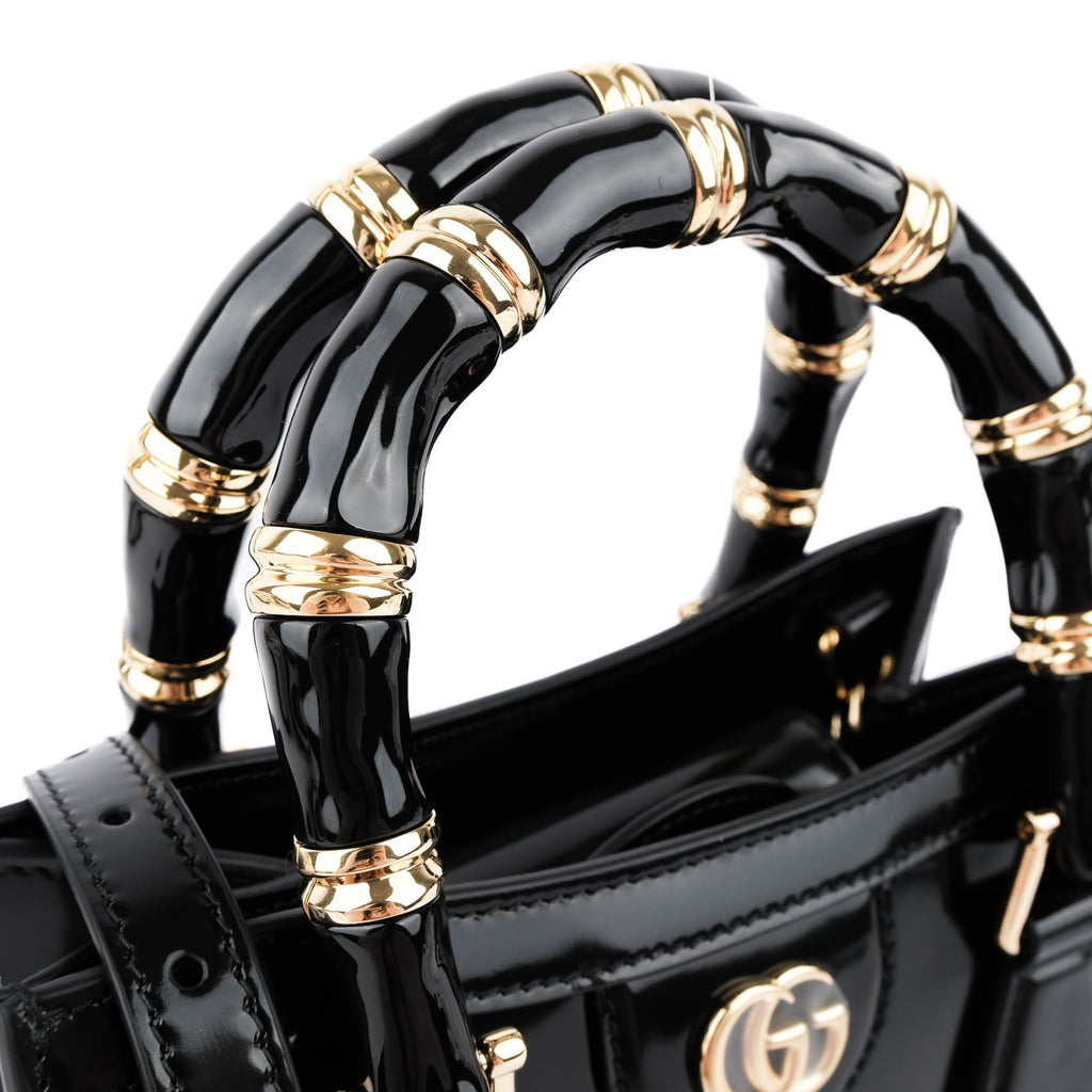 Gucci Diana Mini Bag – Black Patent Leather & Leather Handles