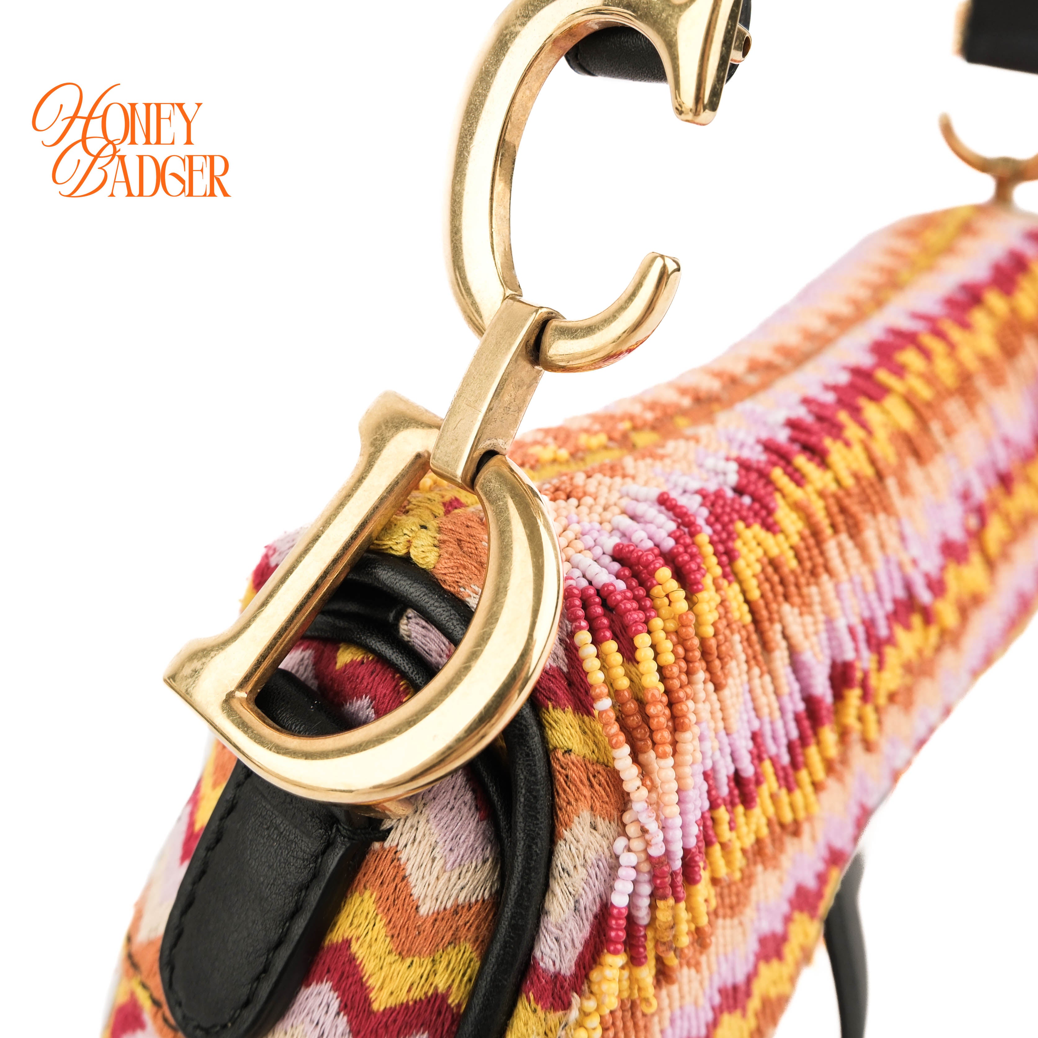 Christian Dior Beaded Saddle Bag - Multicolor Zig-Zag