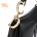 Dior Small Saddle Bag Black Smooth Calfskin Shoulder Bag Antique Gold Hardware