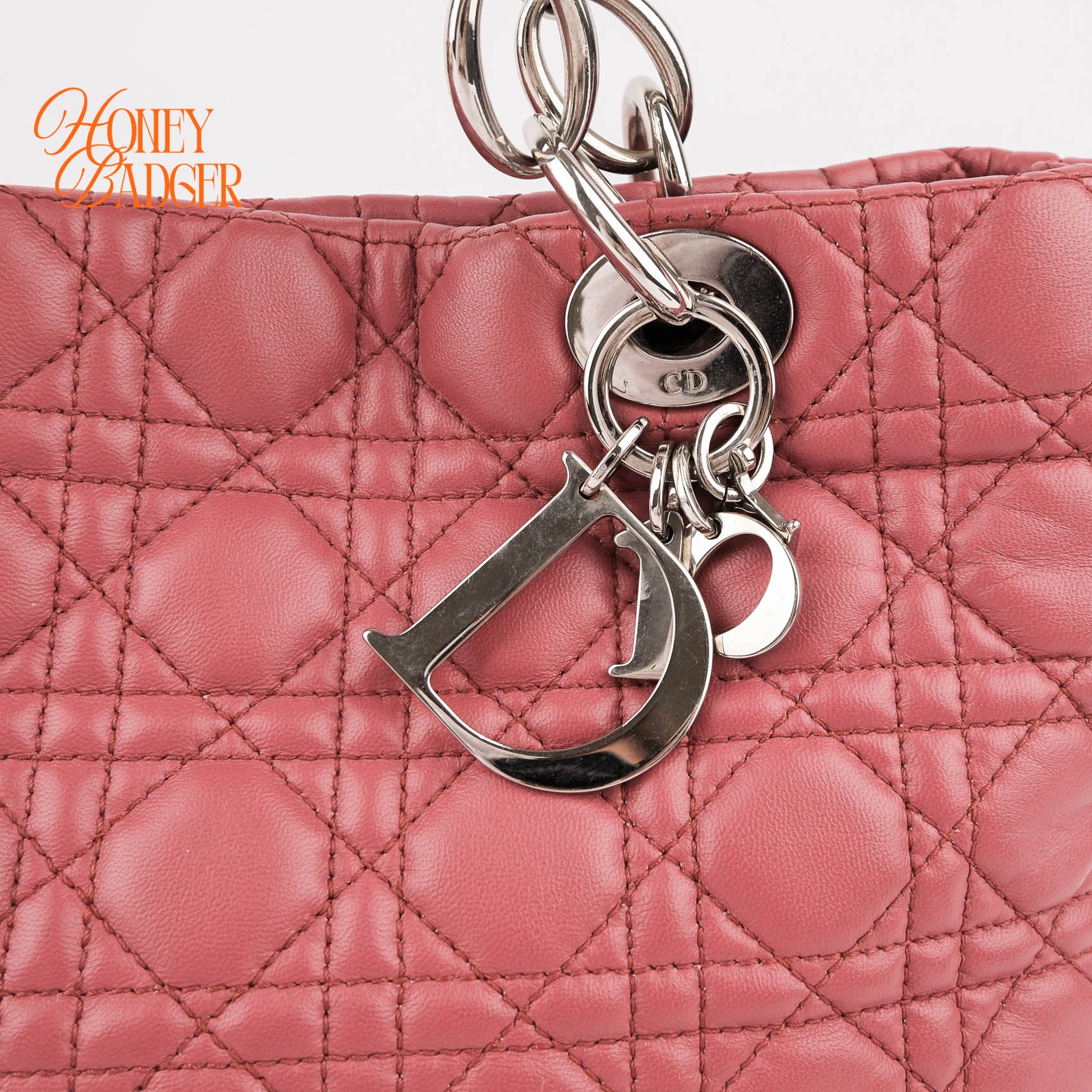 Christian Dior Soft Chain Tote Cannage Pink Lambskin Silver Hardware Shoulder Bag