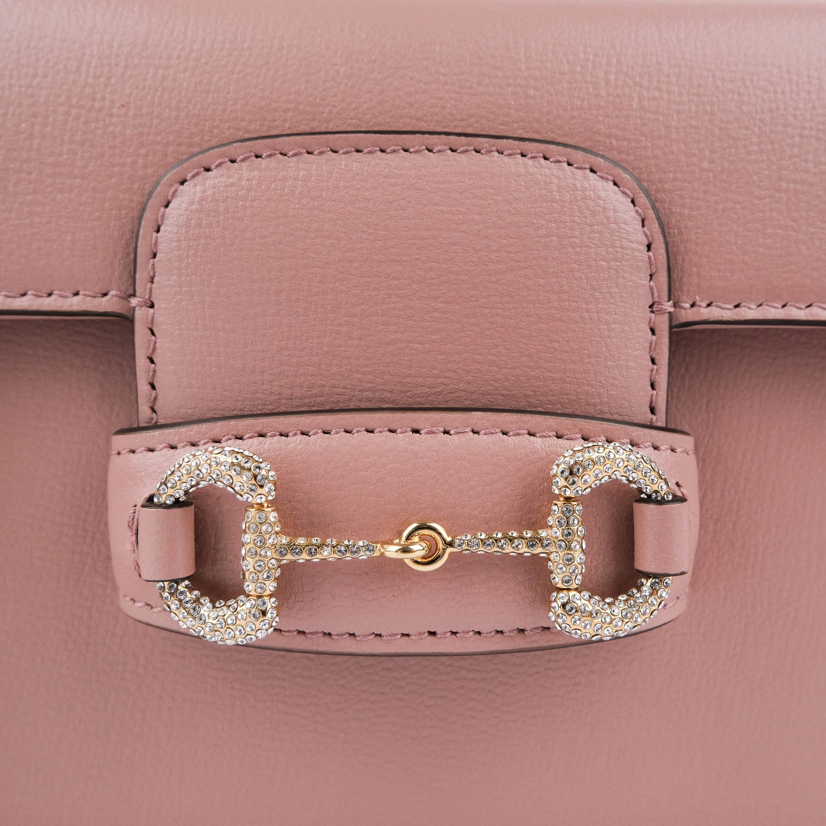 Gucci Horsebit 1955 Mini Chain Flap Bag Pink Leather Crystal Hardware 752002