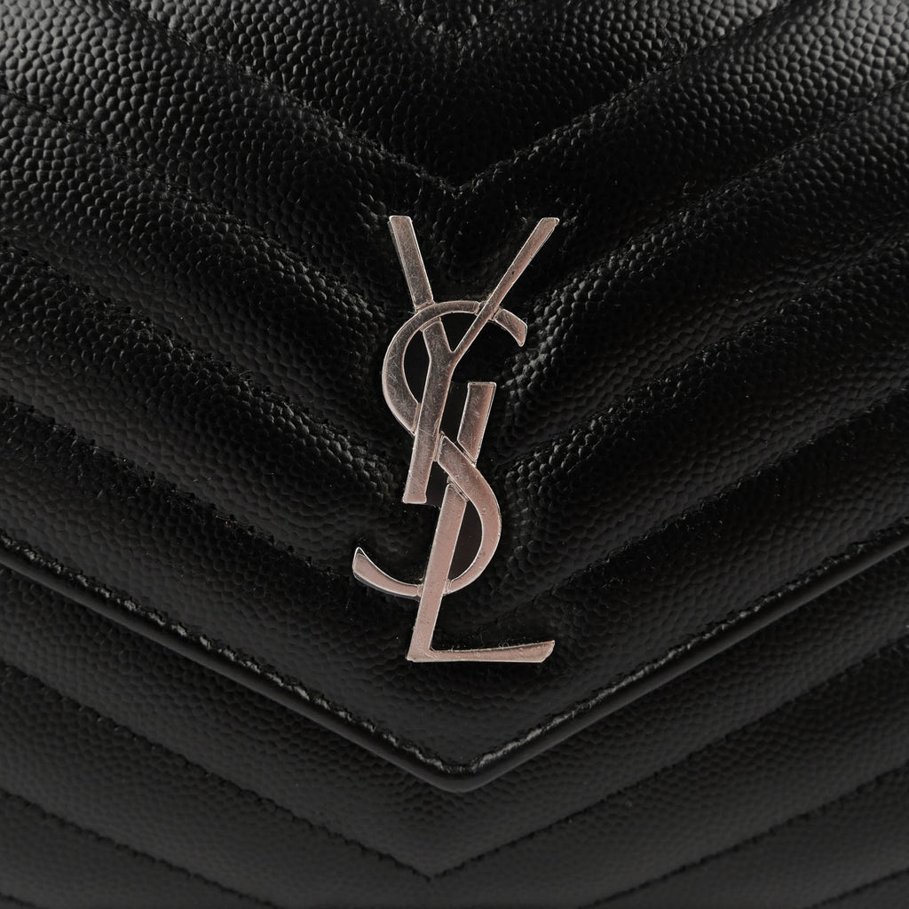 Yves Saint Laurent Vintage Cassandra Monogram Shoulder Bag - Black Leather Silver Logo