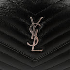 Yves Saint Laurent Vintage Cassandra Monogram Shoulder Bag - Black Leather Silver Logo