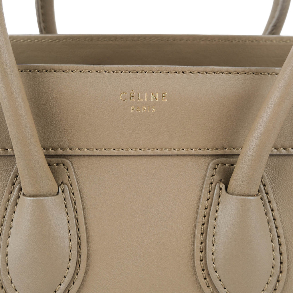 Celine Medium Luggage Tote - Taupe Smooth Leather Gold Hardware