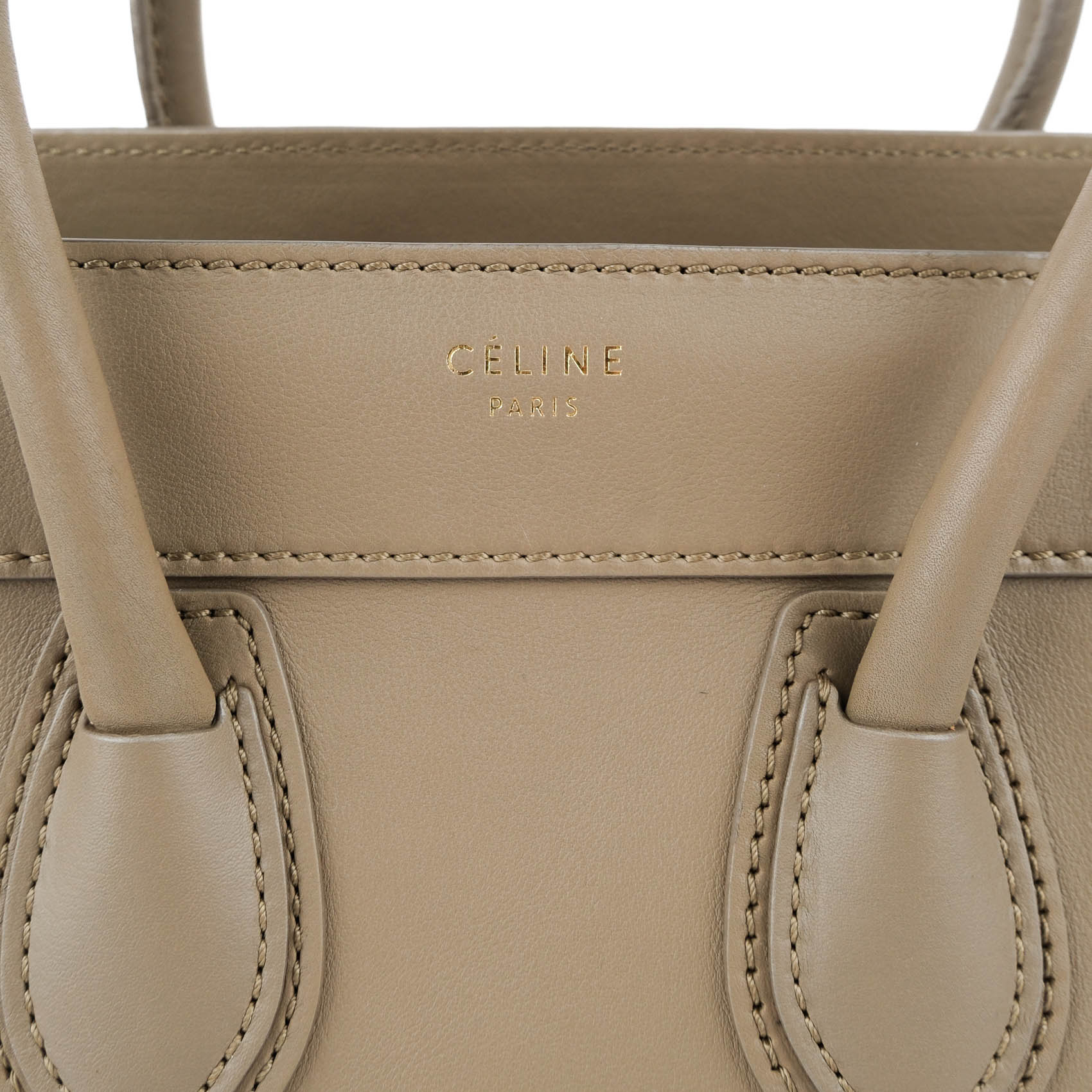 Celine Medium Luggage Tote - Taupe Smooth Leather Gold Hardware