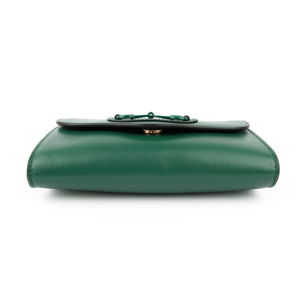 Gucci Horsebit 1955 Mini Shoulder Bag Green Leather with Strap 724713