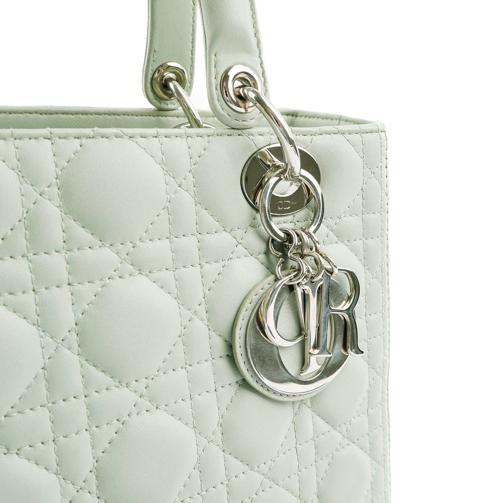 Christian Dior Lady Dior Medium Bag Cannage Lambskin Light Green Leather