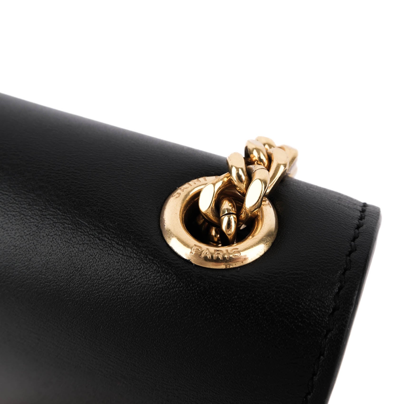 Saint Laurent Kate Small Tassel Bag in Black Smooth Leather with Gold Hardware