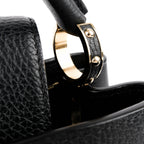 Louis Vuitton Capucines PM M54311 Black Taurillon Leather Monogram Flower Studs 2-Way Handbag RFID