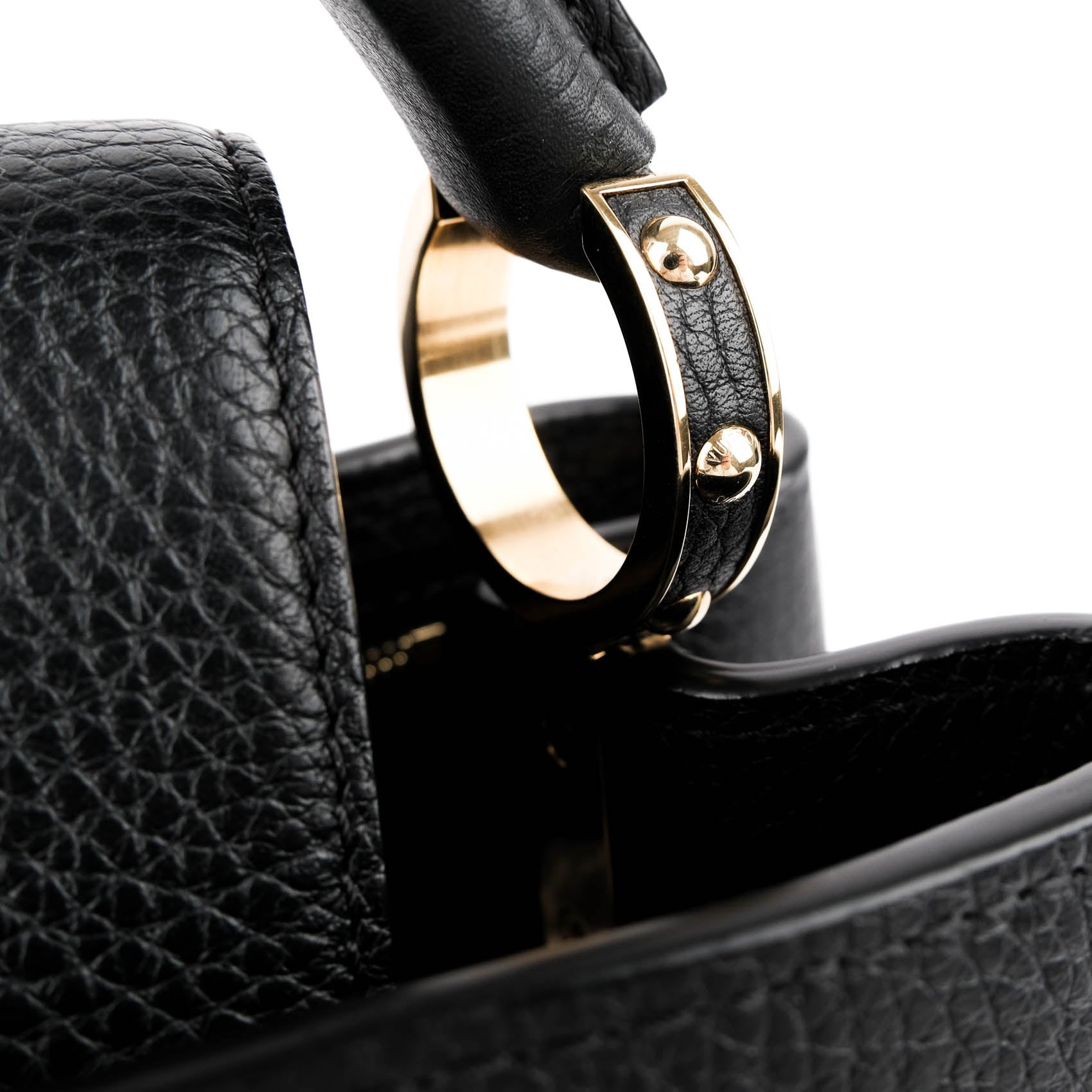 Louis Vuitton Capucines PM M54311 Black Taurillon Leather Monogram Flower Studs 2-Way Handbag RFID