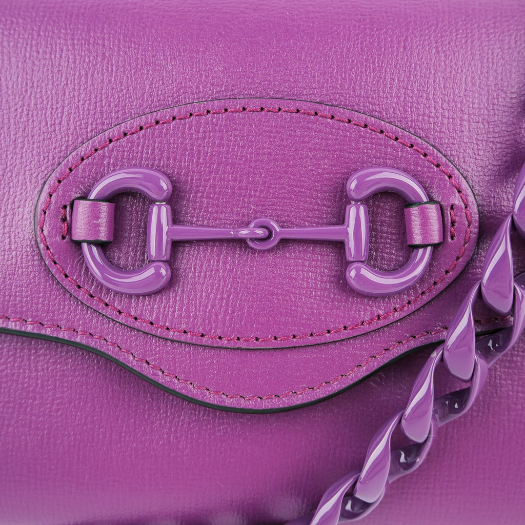 Gucci Horsebit 1955 Mini Shoulder Bag in Purple Leather