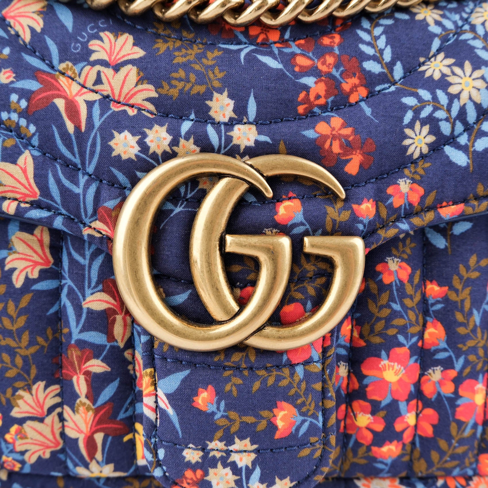 Gucci Small GG Marmont Floral Print Canvas Shoulder Bag
