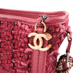 Chanel Gabrielle Small Hobo Bag A91810 Pink Tweed Calfskin Leather Mixed Hardware CC Logo Crossbody Chain Shoulder