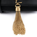 Saint Laurent (YSL) Kate Small Chain Shoulder Bag with Tassel in Black Smooth Leather 354121