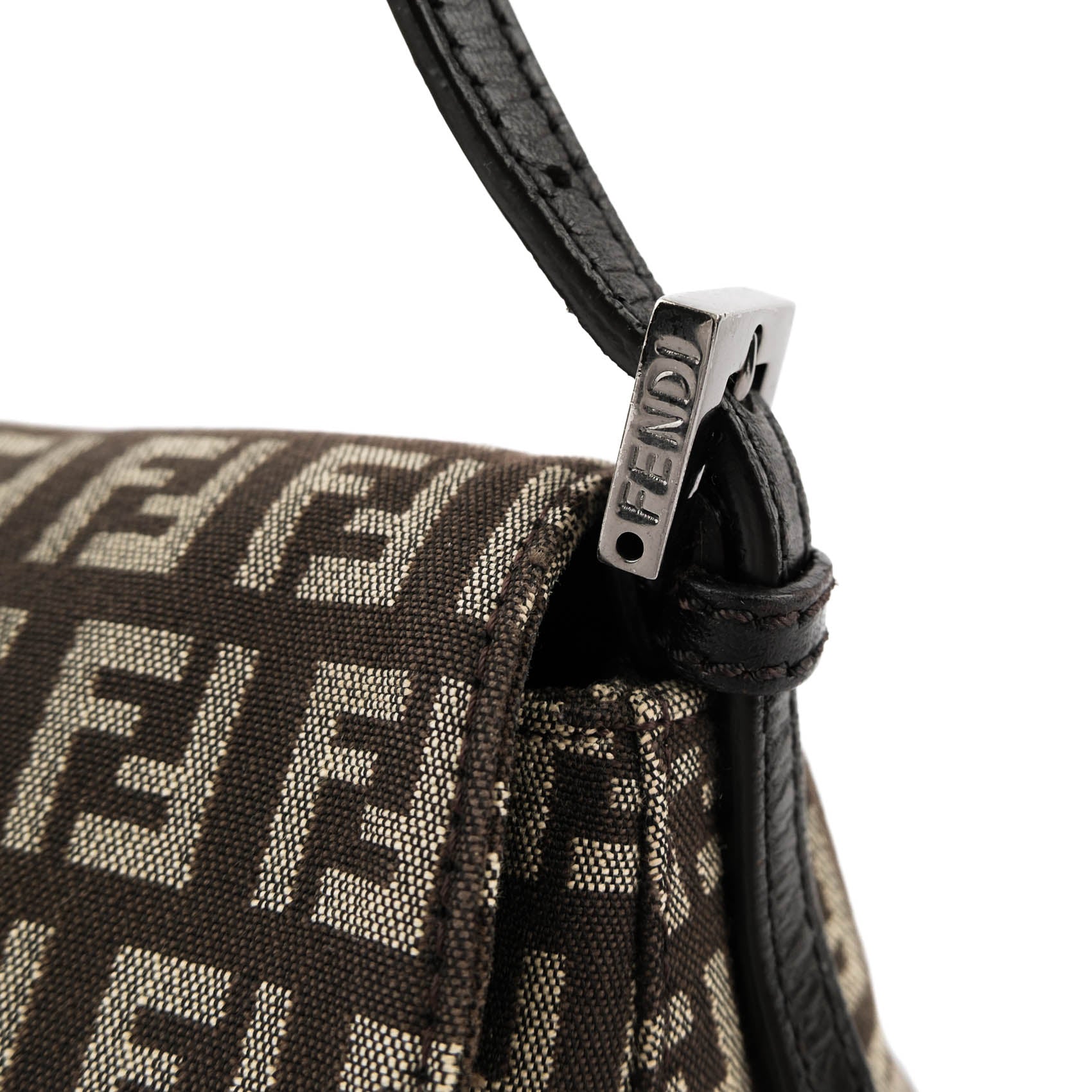 Fendi Zucchino Canvas Baguette Pouch - Discontinued Dark Gunmetal Edition