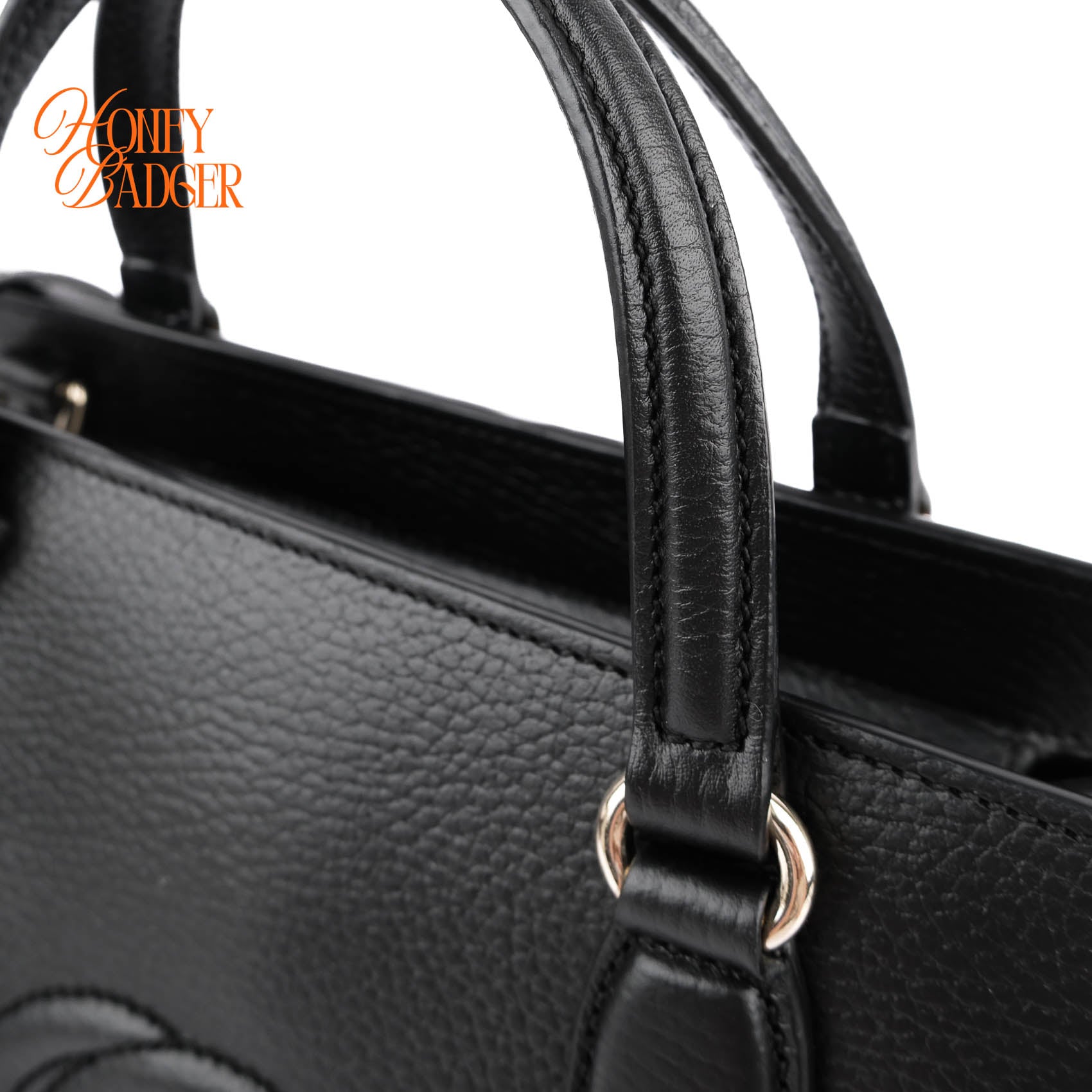 Gucci Soho Interlocking G Small Tote Bag Black Grained Leather 2WAY 607722