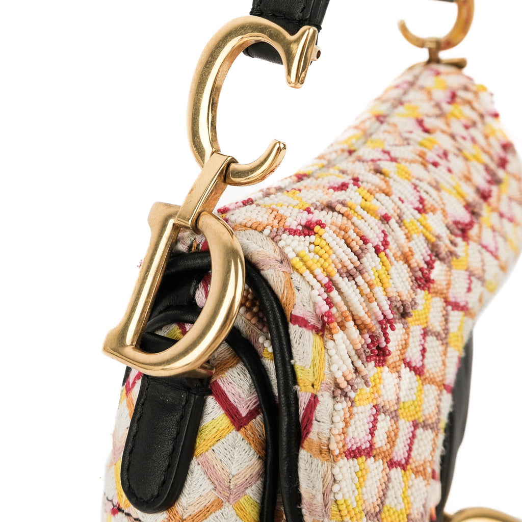 Christian Dior Beaded Saddle Bag with Embroidered Strap