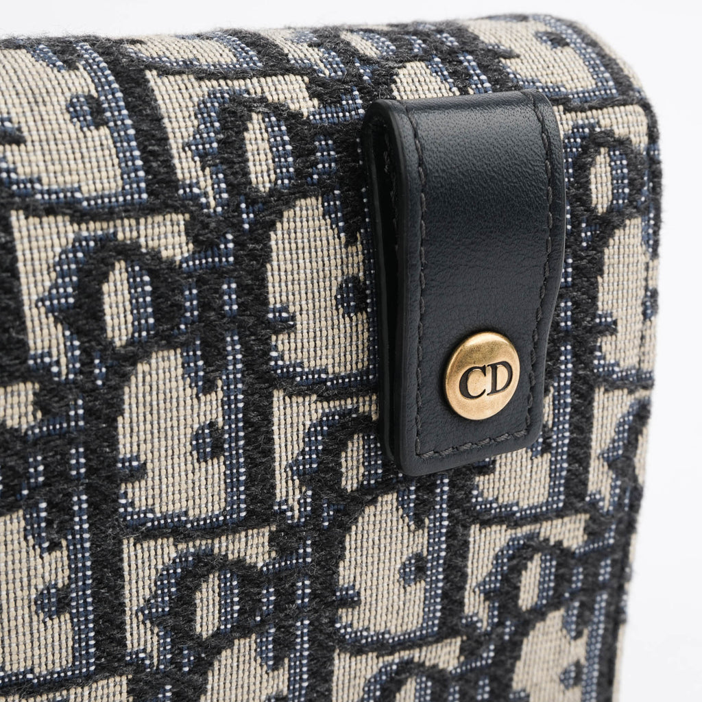 Dior Saddle Belt Pouch in Navy Oblique Jacquard with Aged Gold Hardware