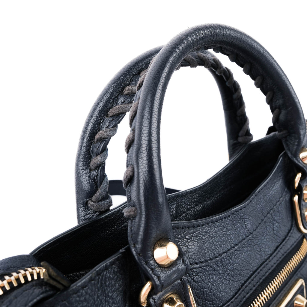 Balenciaga Classic City Mini Navy Leather Shoulder Mini City Crossbody Bag 309544