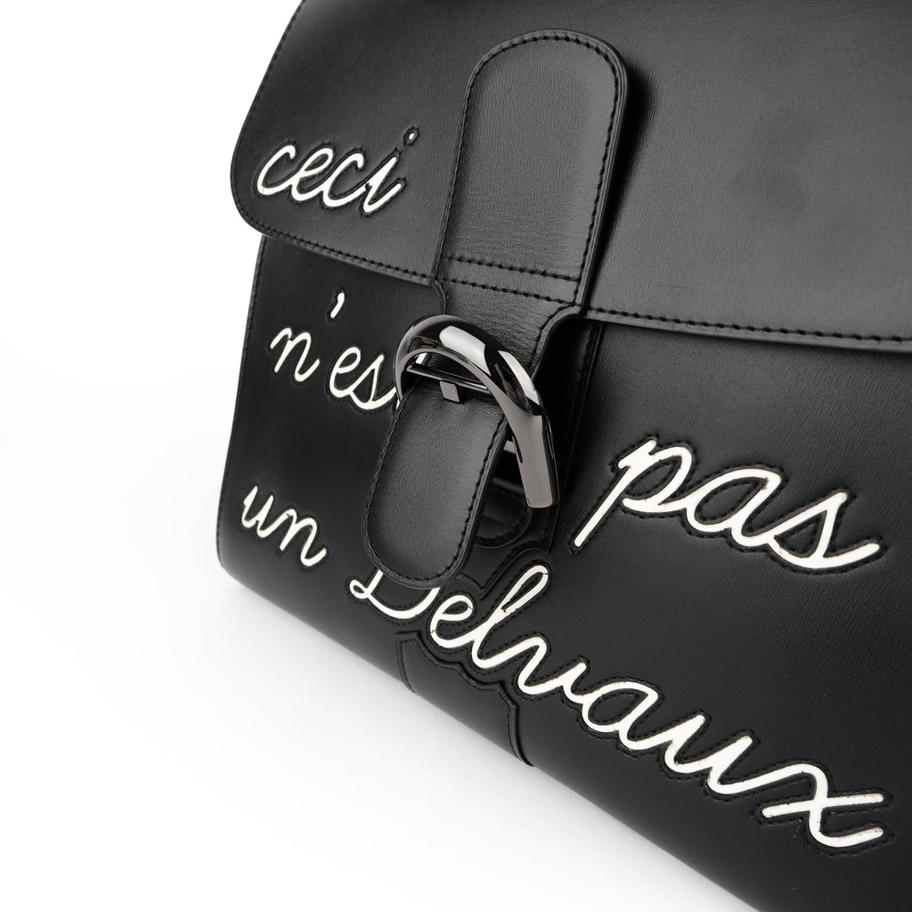 Delvaux Brillant MM L'Humour Handbag - Black Box Calf Leather