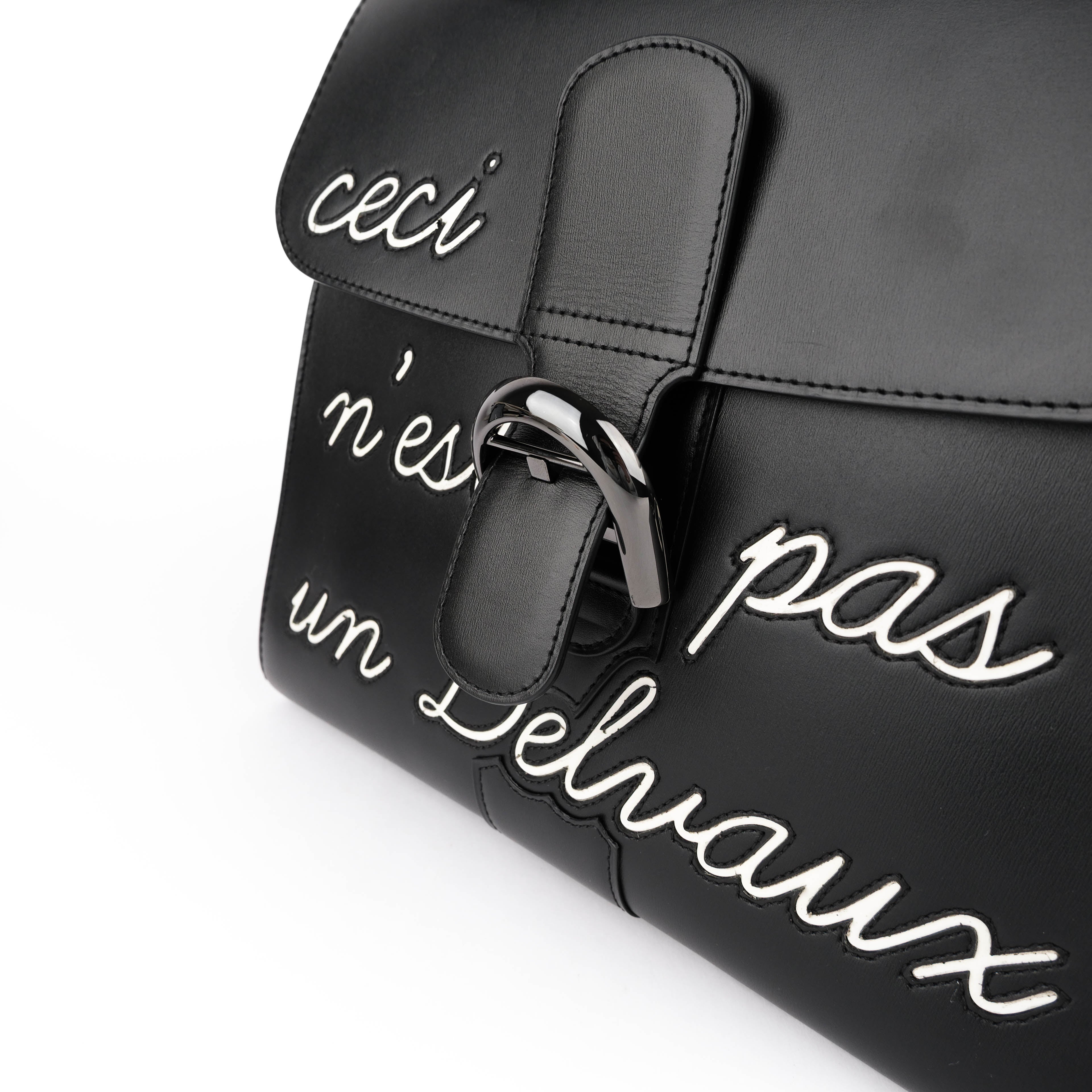 Delvaux Brillant MM L'Humour Handbag - Black Box Calf Leather