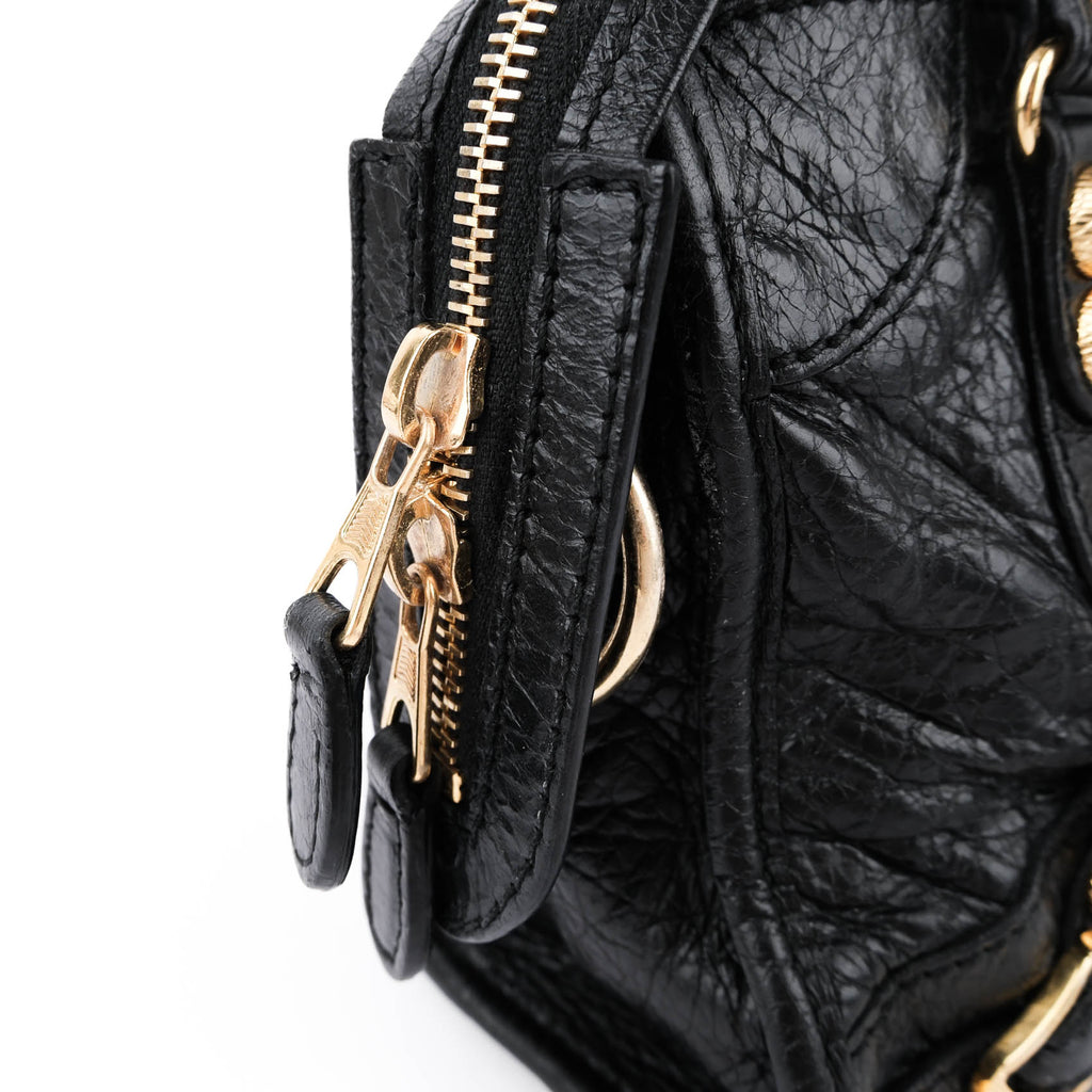 Balenciaga Classic City Mini with Giant 12 Gold Hardware (Black Lambskin)