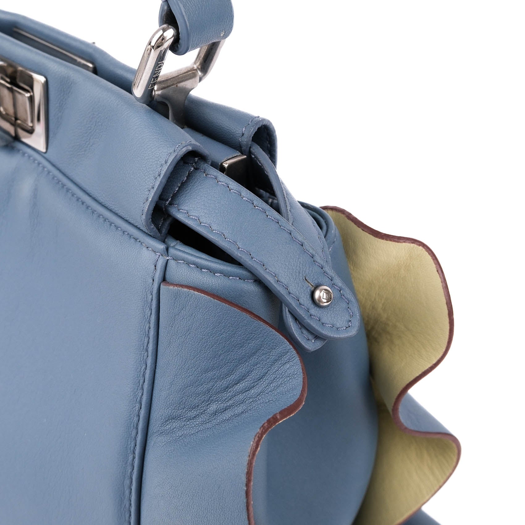 Fendi Mini Peekaboo Leather 2‑Way Handbag – Blue (8BN244)