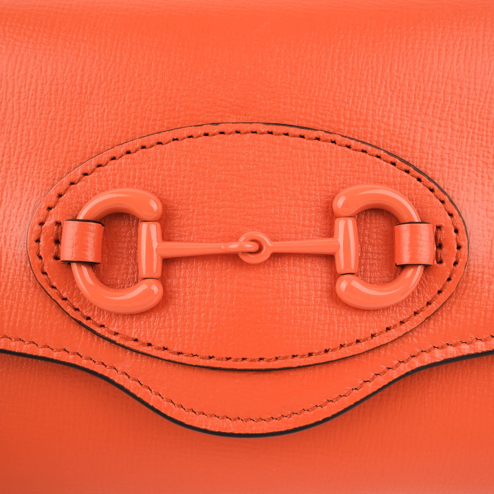GUCCI Horsebit Mini Shoulder Bag Orange Leather Monochrome 2-Way
