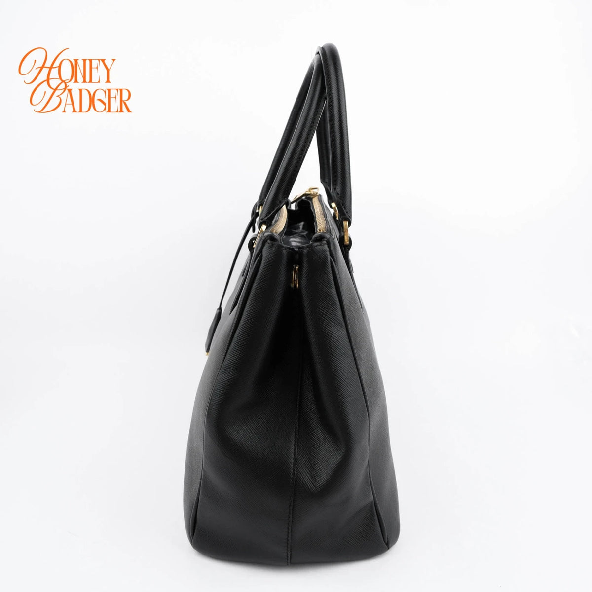 Prada Galleria Large Saffiano Leather Black Gold Hardware Rank A