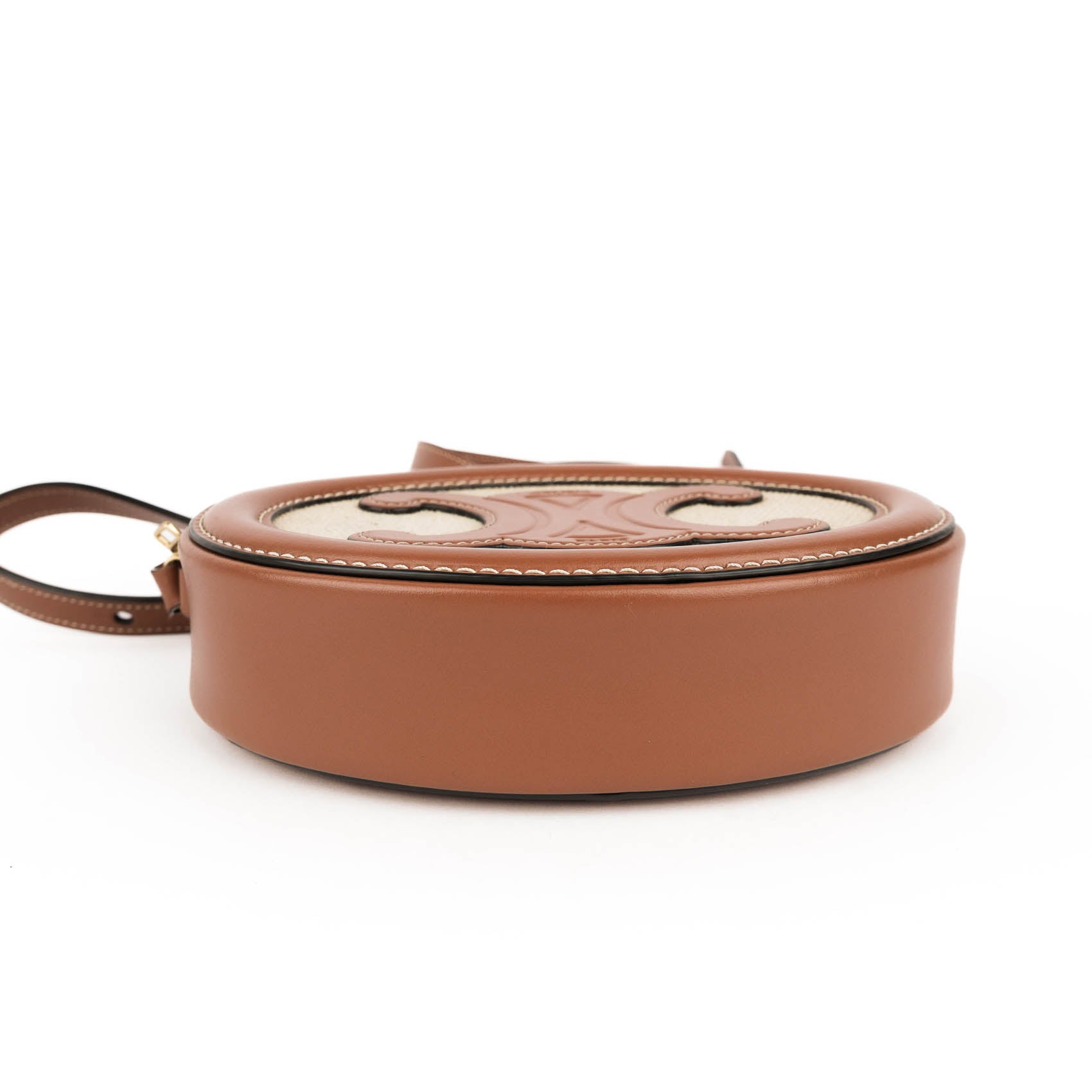 Celine Crossbody Oval Purse Cuir Triomphe in Textile and Calfskin