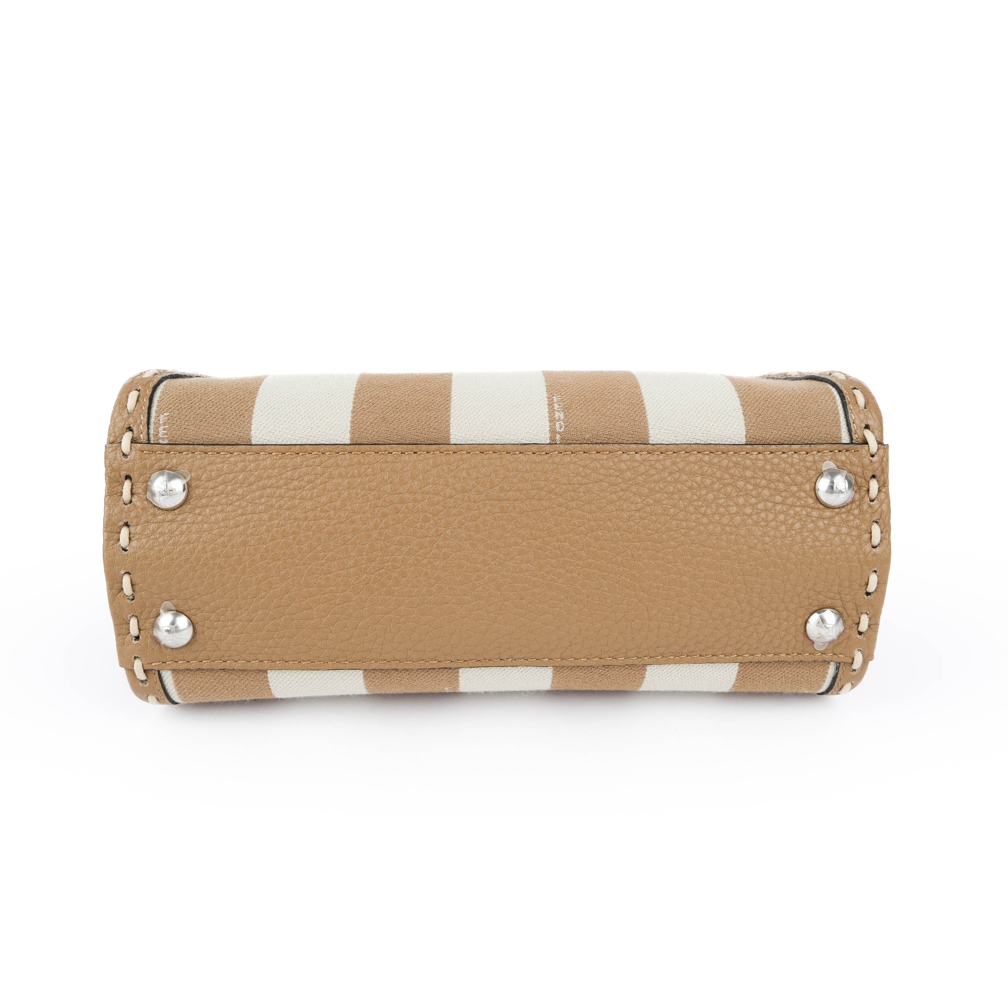 Fendi Mini Peekaboo Selleria Brown Leather and Canvas Bag