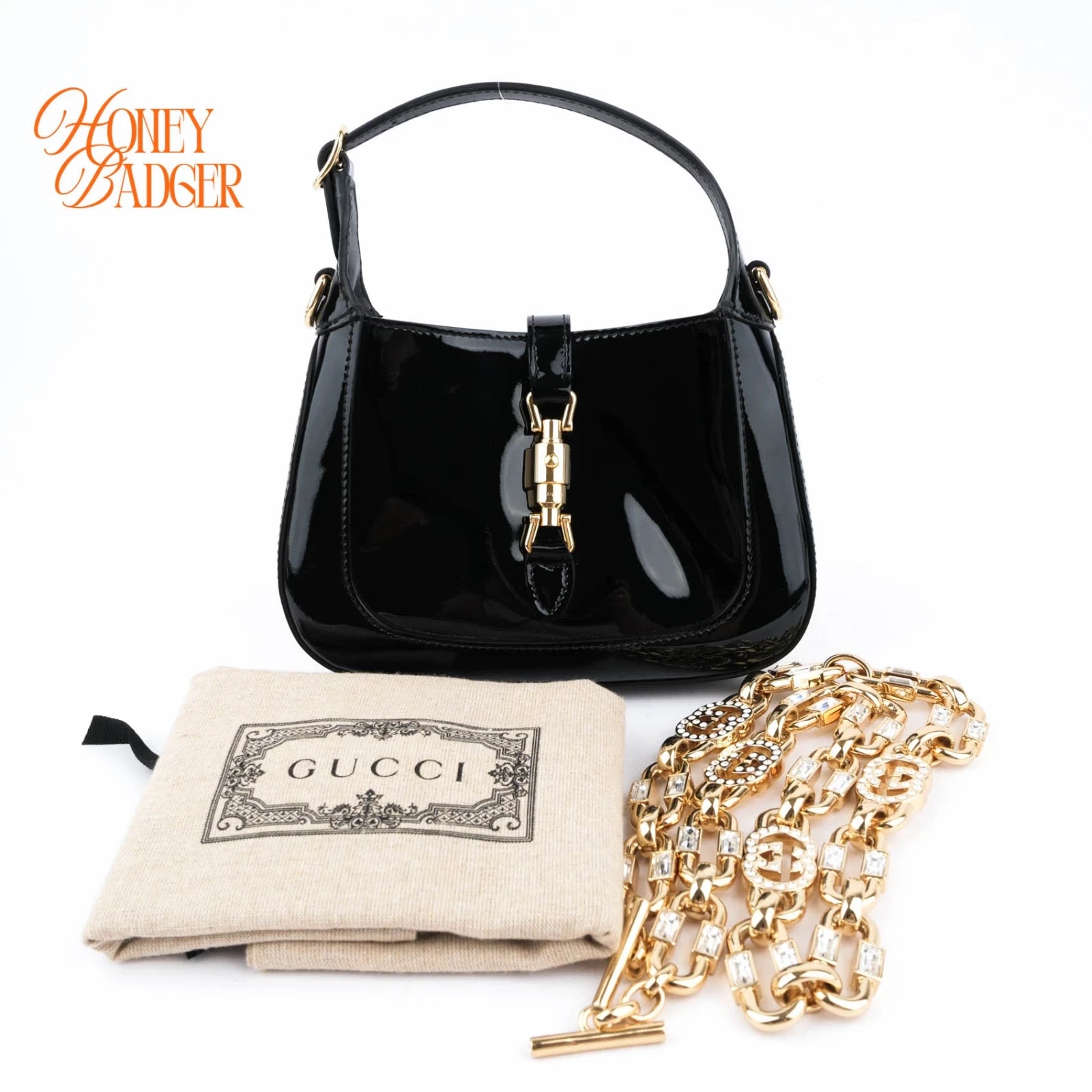 Gucci Jackie 1961 Mini Patent Leather Black Gold Hardware Rank S